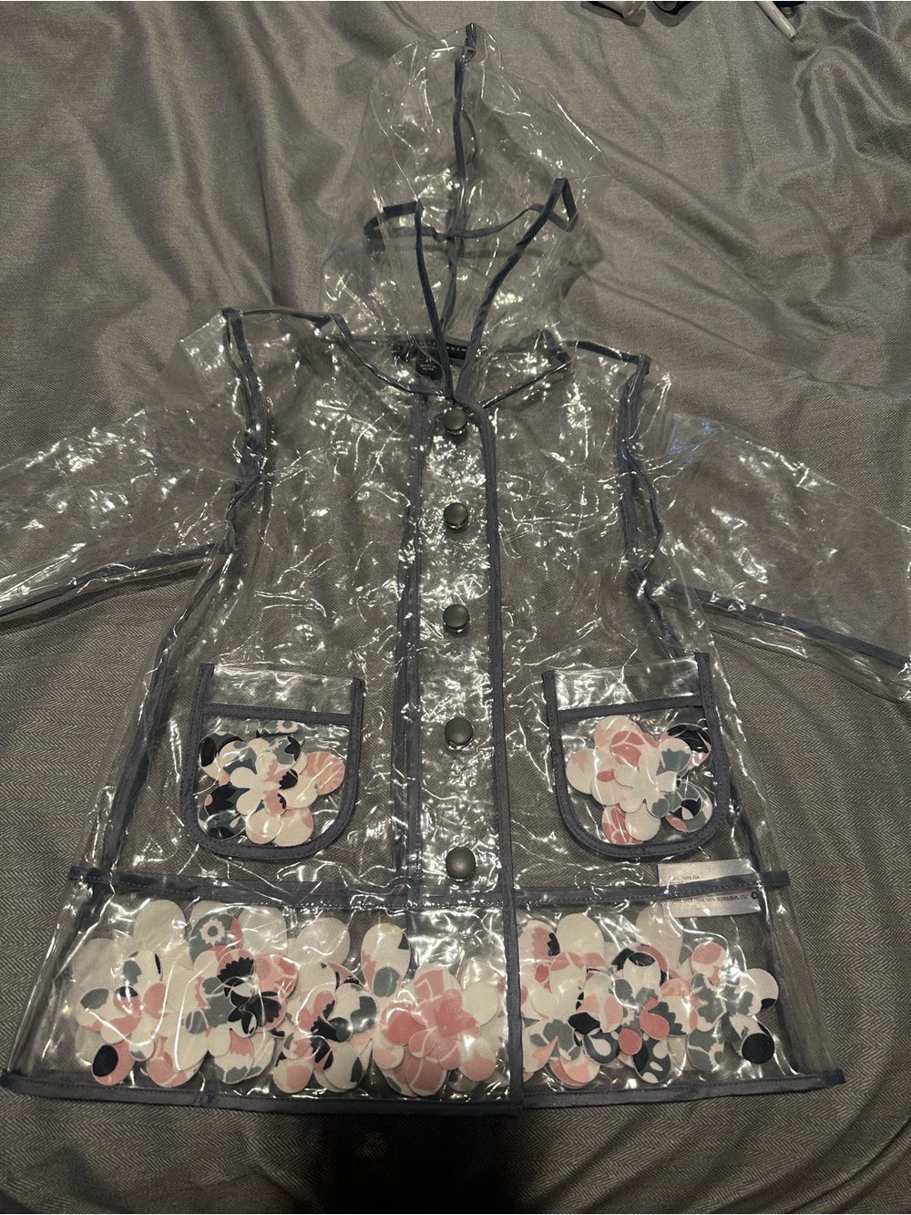Victoria Beckham for Target Clear Trench Coat with Pink & Black Floral Accents